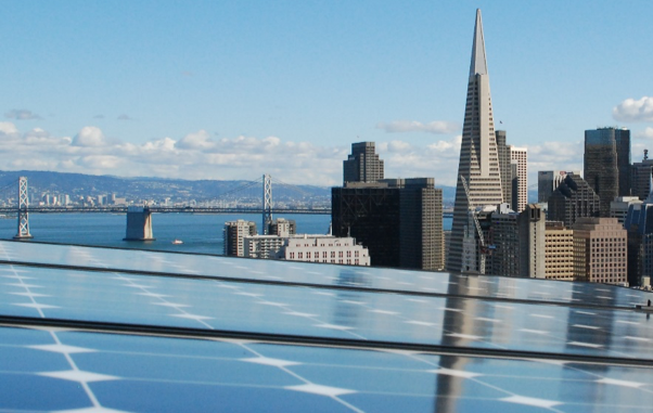 solar panels with view of downtown SF