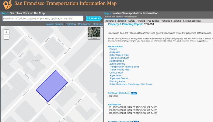 Photo of the Transportation Information Map